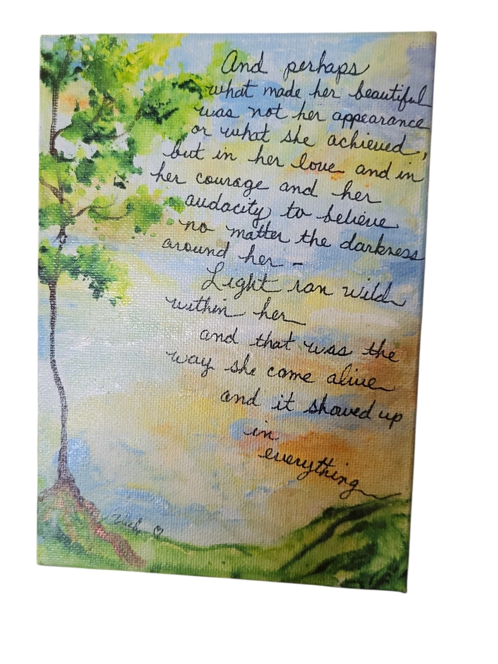 Inspirational Tree Watercolor Wall Art with Script - Multi-Color